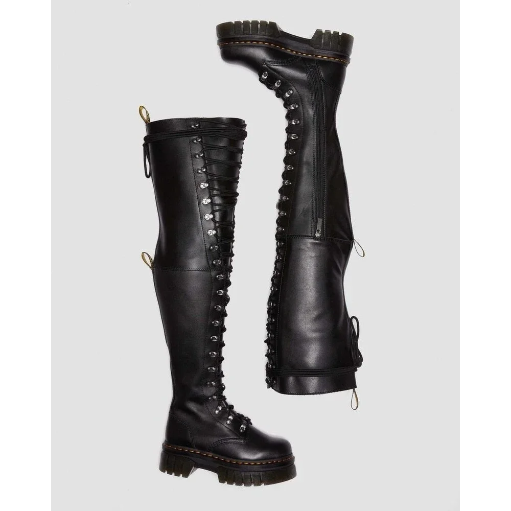 Dr Martens Audrick 22-Eye Extreme Lace Knee High Platform Boots